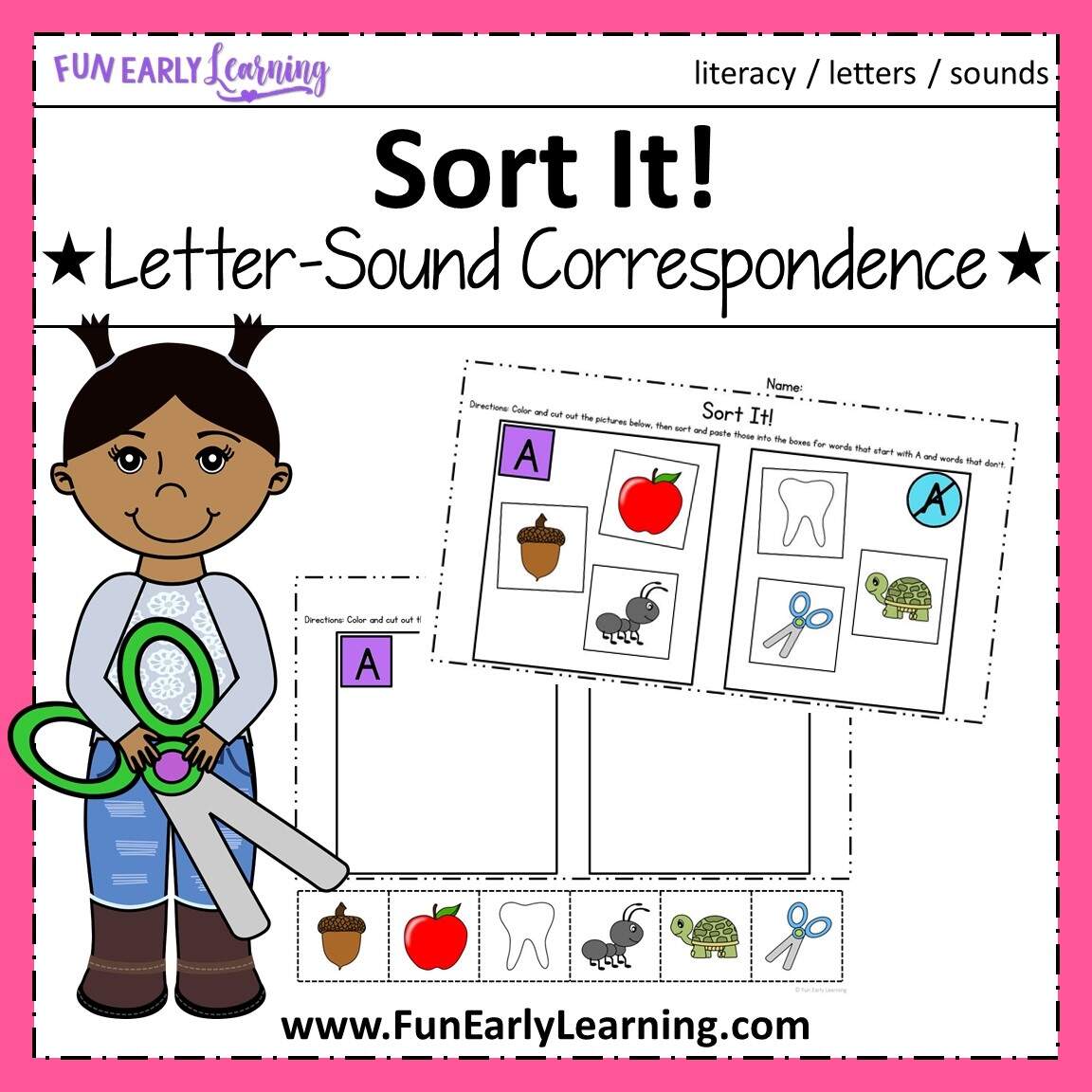 Sort It Letter Sound Correspondence Fun Early Learning NGLS Standards For Reading Foundational Skills Worksheets