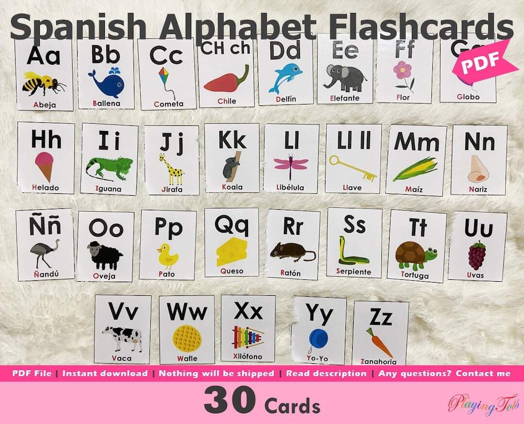 Spanish Alphabet Flash Cards Printable Alphabet Picture Flashcards Beginning Sounds First Learning Cards For Toddlers Preschool Etsy Spanish Alphabet Flash Cards Printable Alphabet Picture Flashcards Beginning Sounds First Learning Cards For Toddlers Preschool Etsy