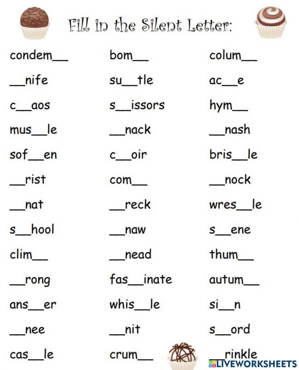 SPELLING WORDS WITH SILENT LETTERS Online Exercise For Live Worksheets Library SPELLING WORDS WITH SILENT LETTERS Online Exercise For Live Worksheets Library
