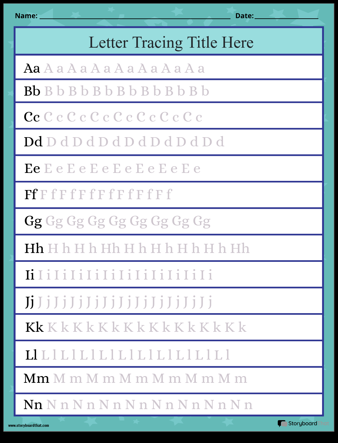 Storyboard That Free Letter Tracing Worksheet Maker