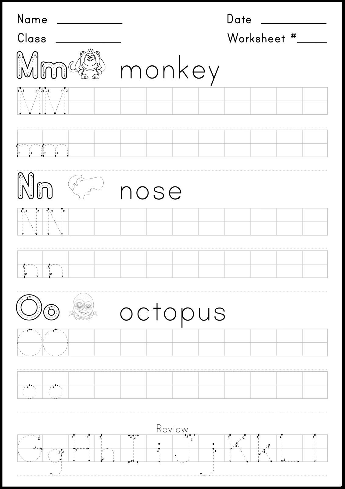 Super English Kid Worksheet For Writing The Letters M N And O