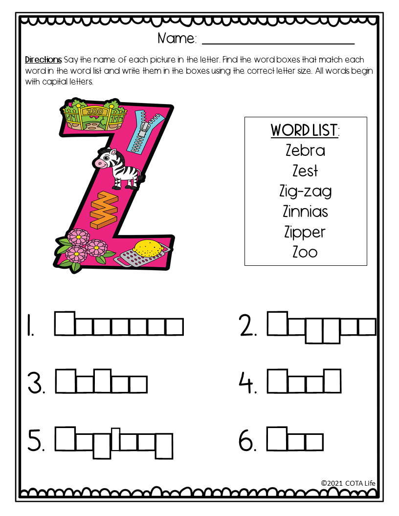 Tall Small And Fall Letters A To Z Size Handwriting SET TWO The OT Toolbox