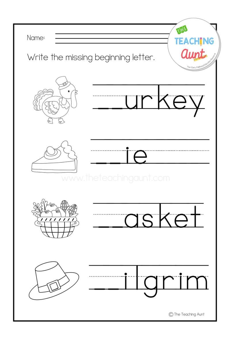 Thanksgiving Worksheets For Preschool The Teaching Aunt Thanksgiving Worksheets For Preschool The Teaching Aunt