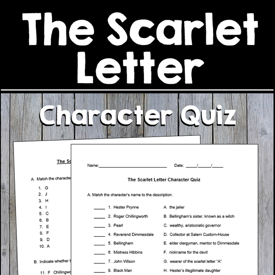 The Scarlet Letter Character Quiz With Answer Key Made By Teachers
