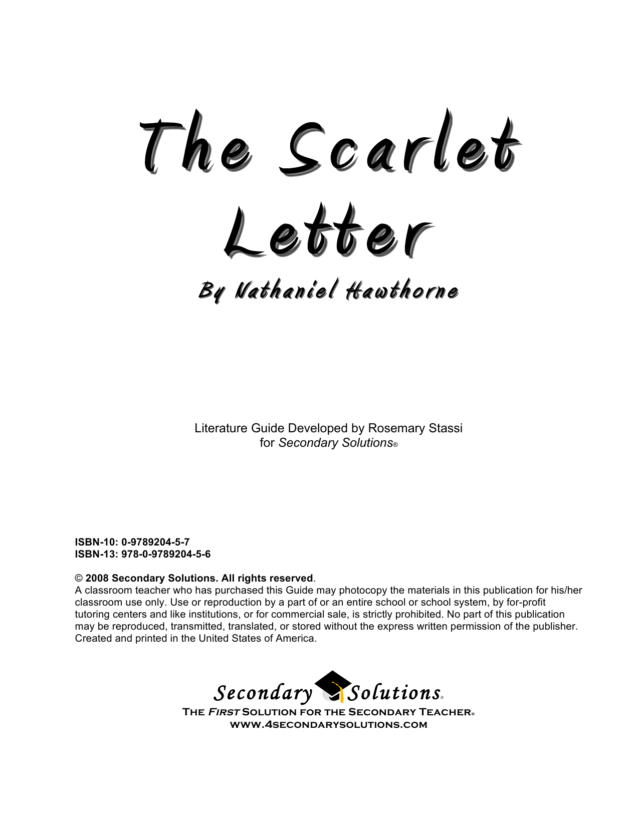 The Scarlet Letter Literature Guide The Scarlet Letter Literature Guide
