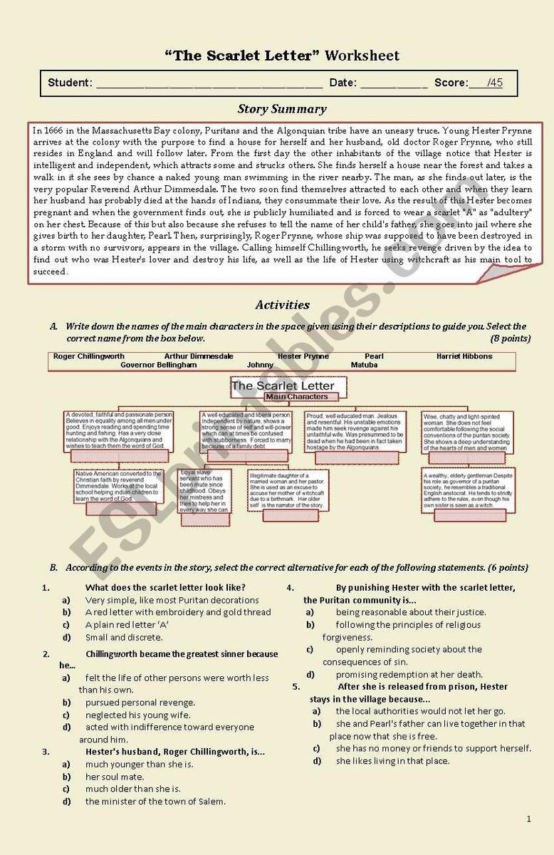 The Scarlet Letter Movie Worksheet ESL Worksheet By Cliocaliope The Scarlet Letter Movie Worksheet ESL Worksheet By Cliocaliope
