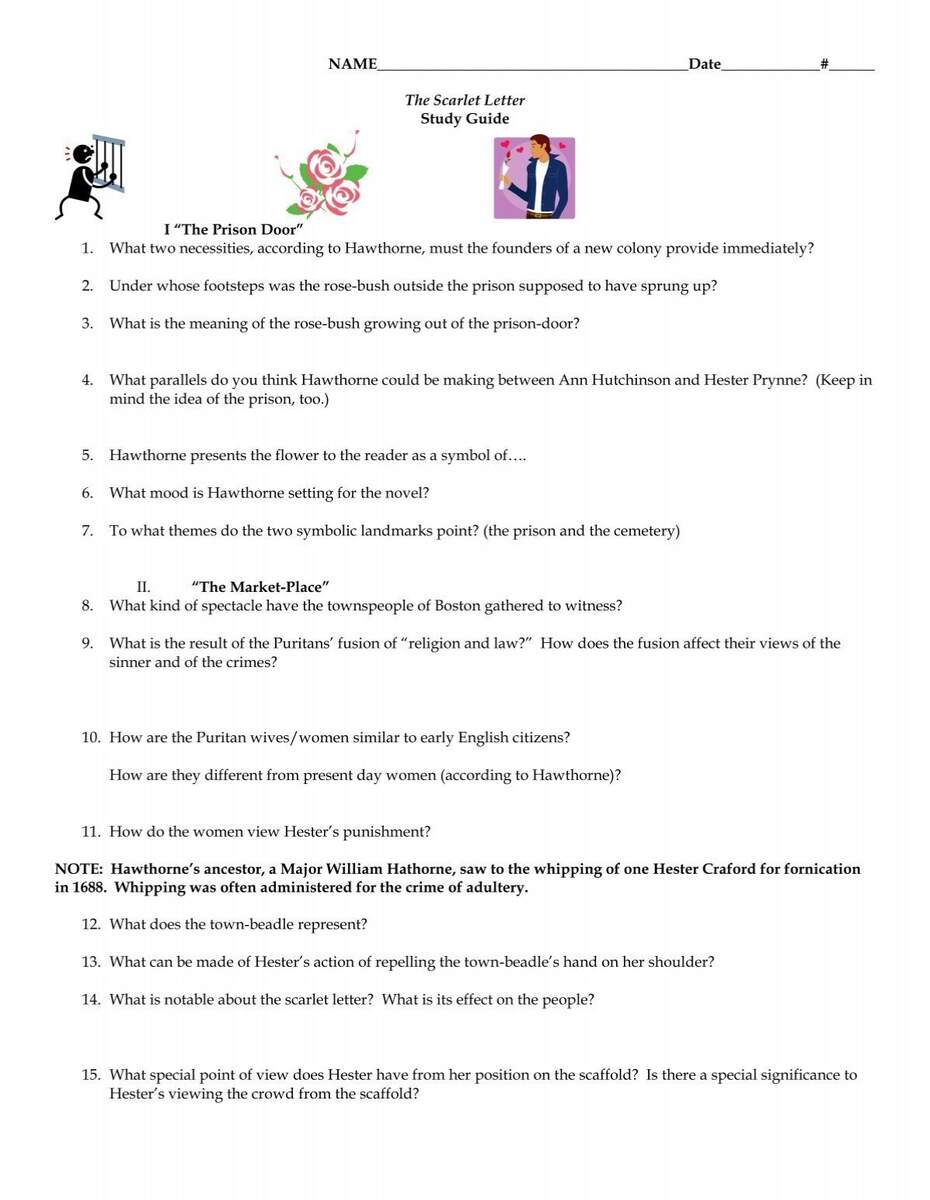The Scarlet Letter Study Guide I The Scarlet Letter Study Guide I
