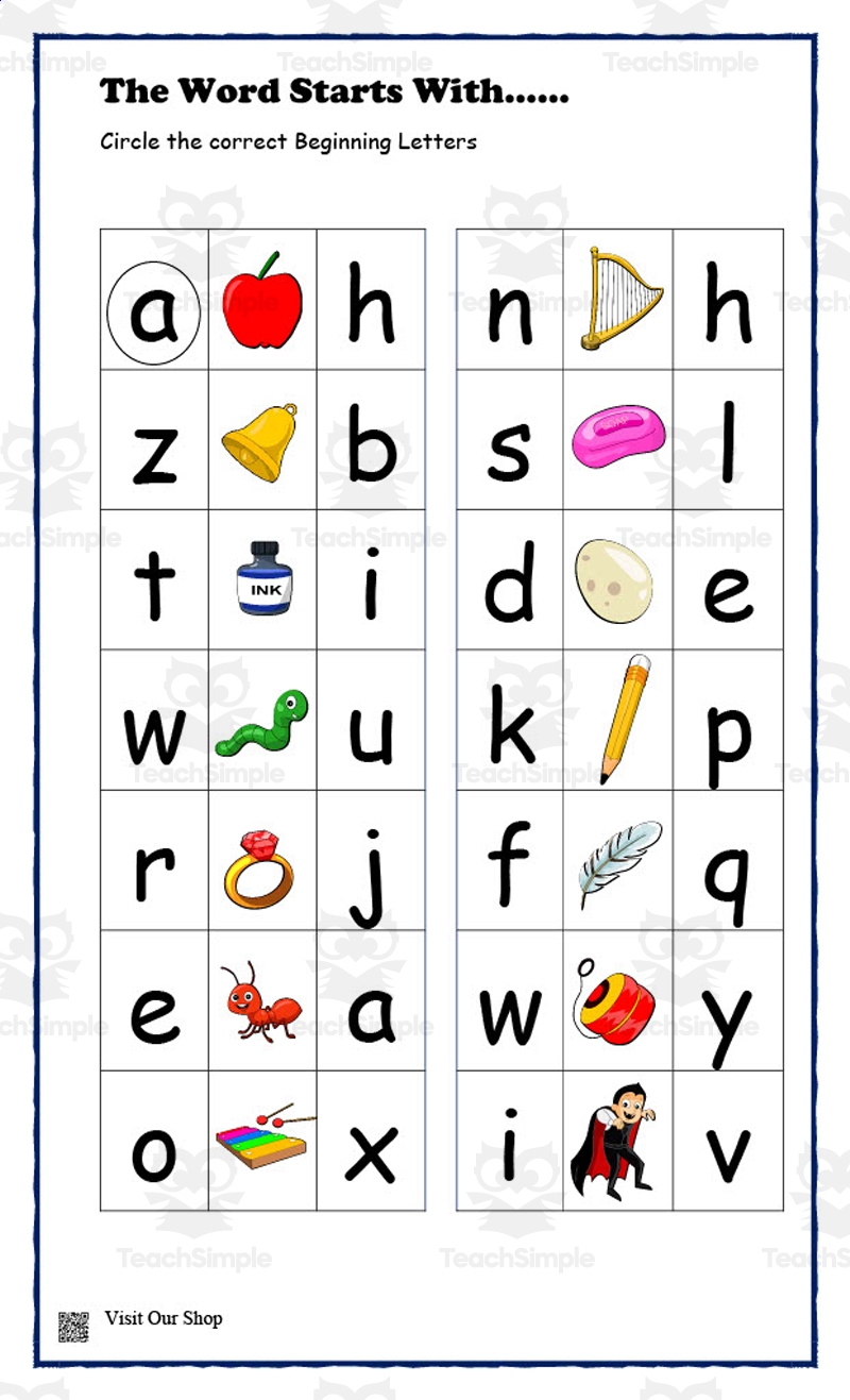 The Word Starts With Worksheet By Teach Simple