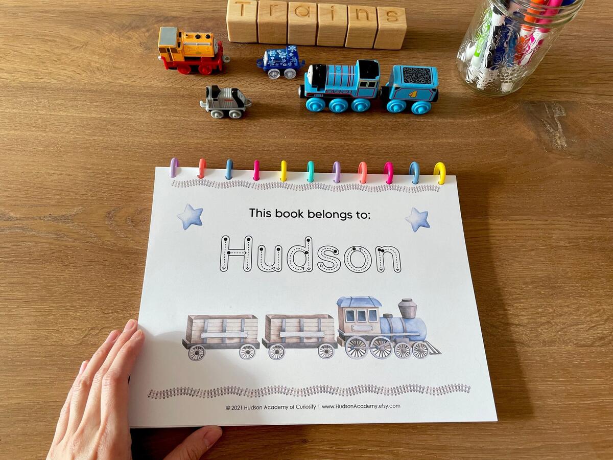Thomas Trains Alphabet Book Personalized Letter Tracing Worksheet Digital Etsy