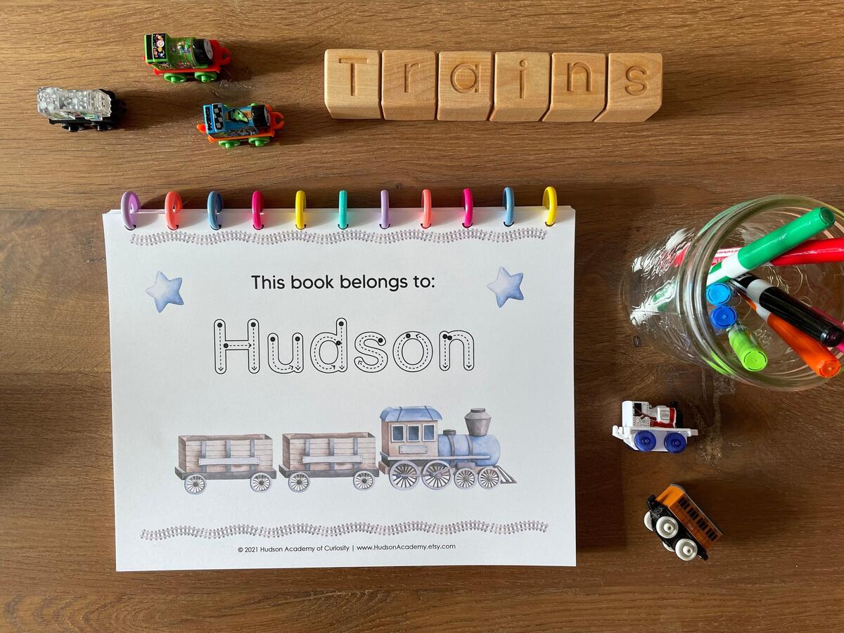 Thomas Trains Alphabet Book Personalized Letter Tracing Worksheet Digital Etsy