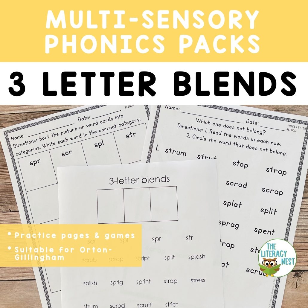 Three Letter Consonant Blends Phonics Activities For Orton Gillingham Lessons The Literacy Nest Three Letter Consonant Blends Phonics Activities For Orton Gillingham Lessons The Literacy Nest