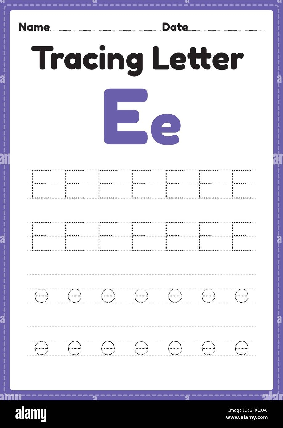 Tracing Letter E Alphabet Worksheet For Kindergarten And Preschool Kids For Handwriting Practice And Educational Activities In A Printable Page Illust Stock Vector Image Art Alamy Letter E Alphabet Activity Worksheet Doozy Moo