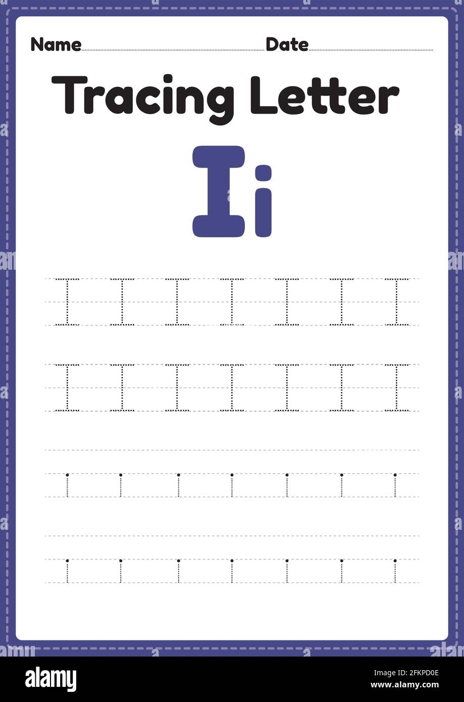 Tracing Letter I Alphabet Worksheet For Kindergarten And Preschool Kids For Handwriting Practice And Educational Activities In A Printable Page Illust Stock Vector Image Art Alamy Free Letter I Tracing Worksheets Created By Graphic Designer Teacher Worksheets Library