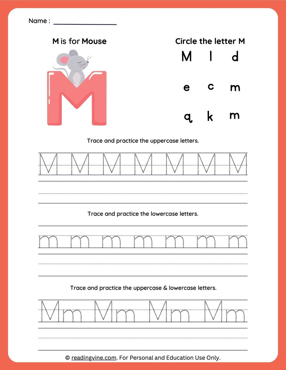 Tracing Letter M Worksheets For Preschool Tracing Letter M Worksheets For Preschool
