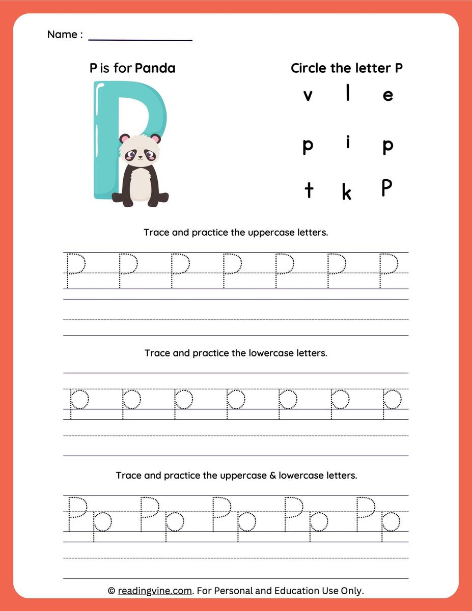 Lowercase Letter P Tracing Worksheet Doozy Moo
