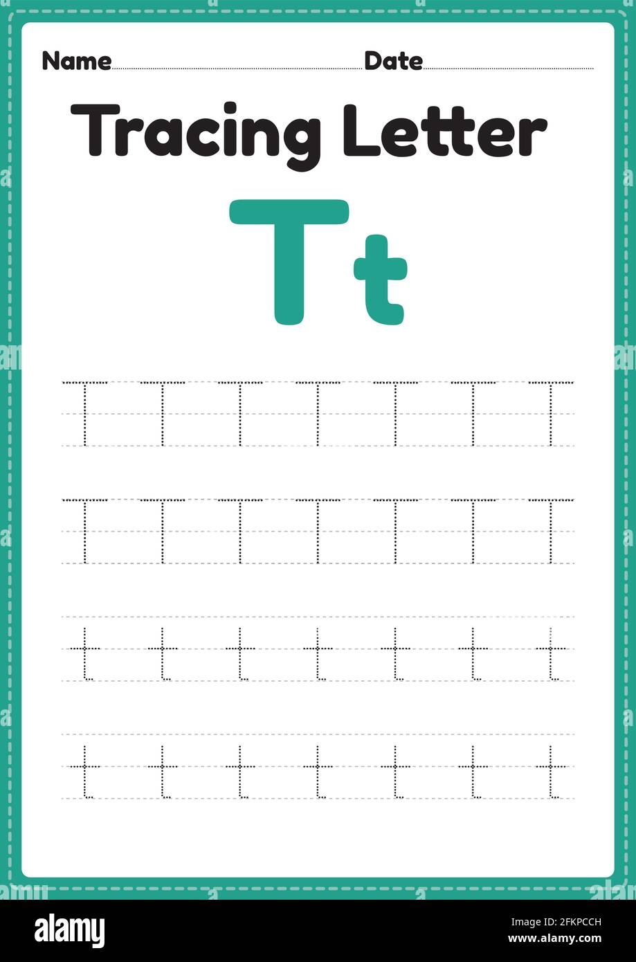 Tracing Letter T Alphabet Worksheet For Kindergarten And Preschool Kids For Handwriting Practice And Educational Activities In A Printable Page Illust Stock Vector Image Art Alamy Alphabet Tracing Practice Letter T Handwriting Worksheet Uppercase Lowercase Made By Teachers