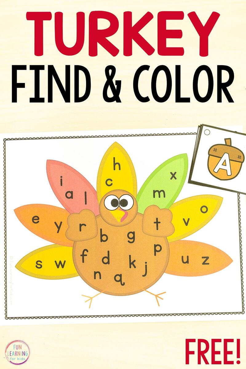 Turkey Find And Color The Letter Fall Worksheets Turkey Find And Color The Letter Fall Worksheets
