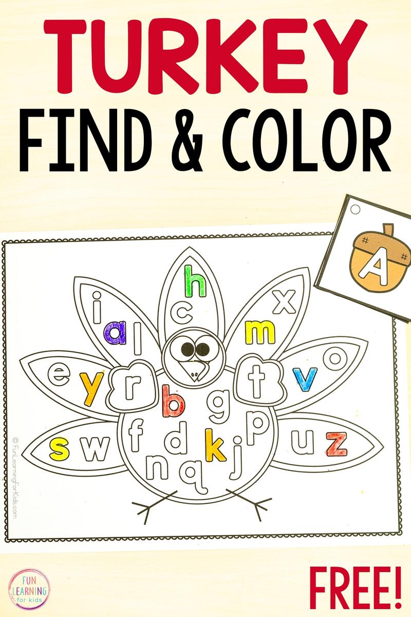 Turkey Find And Color The Letter Fall Worksheets Turkey Find And Color The Letter Fall Worksheets