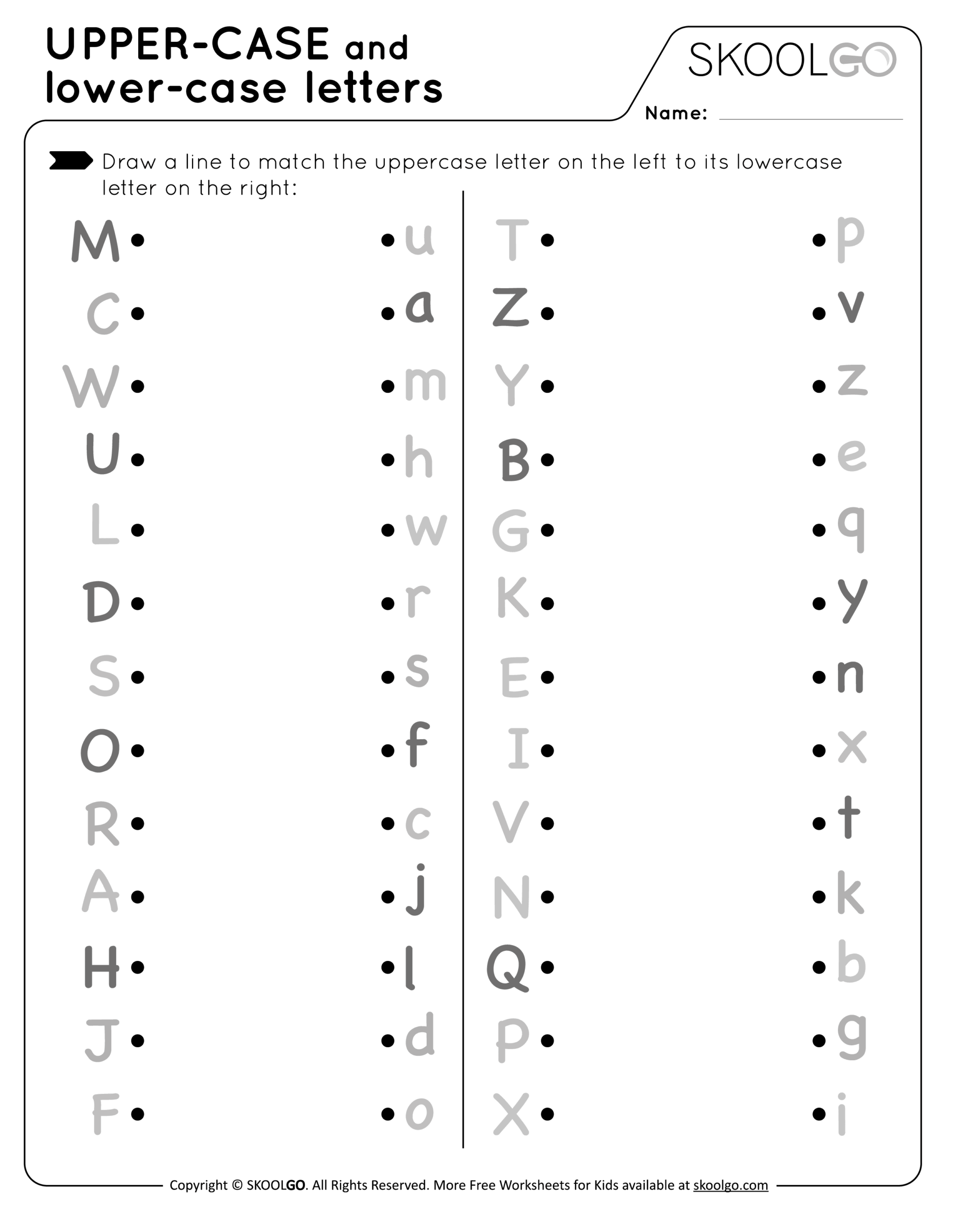 Upper Case And Lower Case Letters Free Worksheet For Kids Letter Matching Uppercase And Lowercase Worksheets Printable PDF Download Grade Levels Prek K Homeschool Etsy