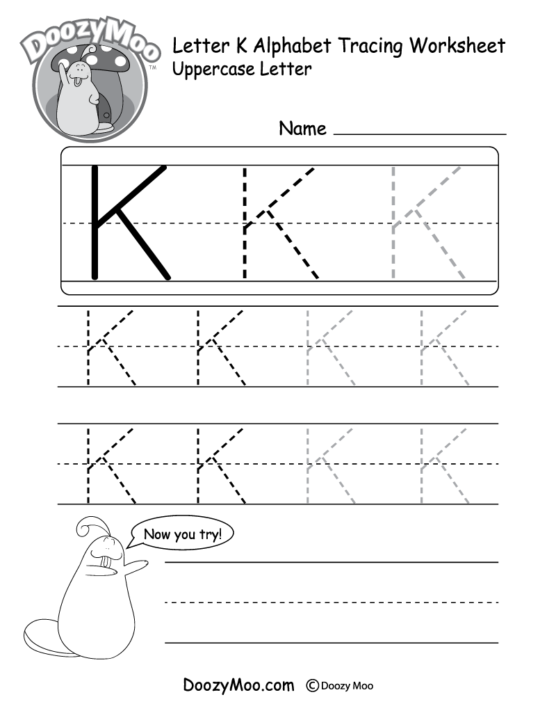 Uppercase Letter K Tracing Worksheet Doozy Moo English For Kids Step By Step Letter K Worksheets Flash Cards Coloring Pages