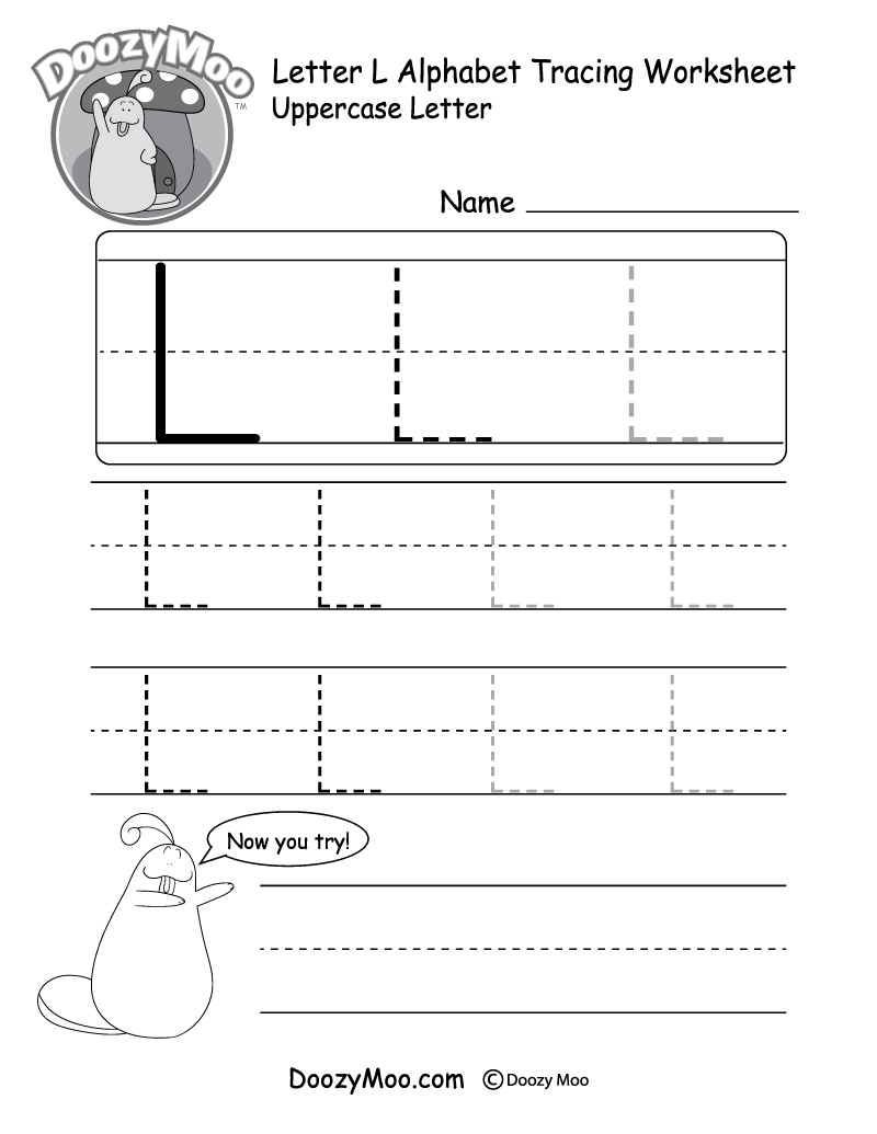 Uppercase Letter L Tracing Worksheet Doozy Moo Letter L Tracing Worksheet Free Printables Teach Prints