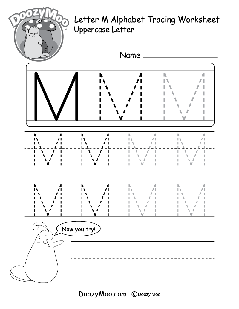 Uppercase Letter M Tracing Worksheet Doozy Moo Letter M Preschool Printables Preschool Mom