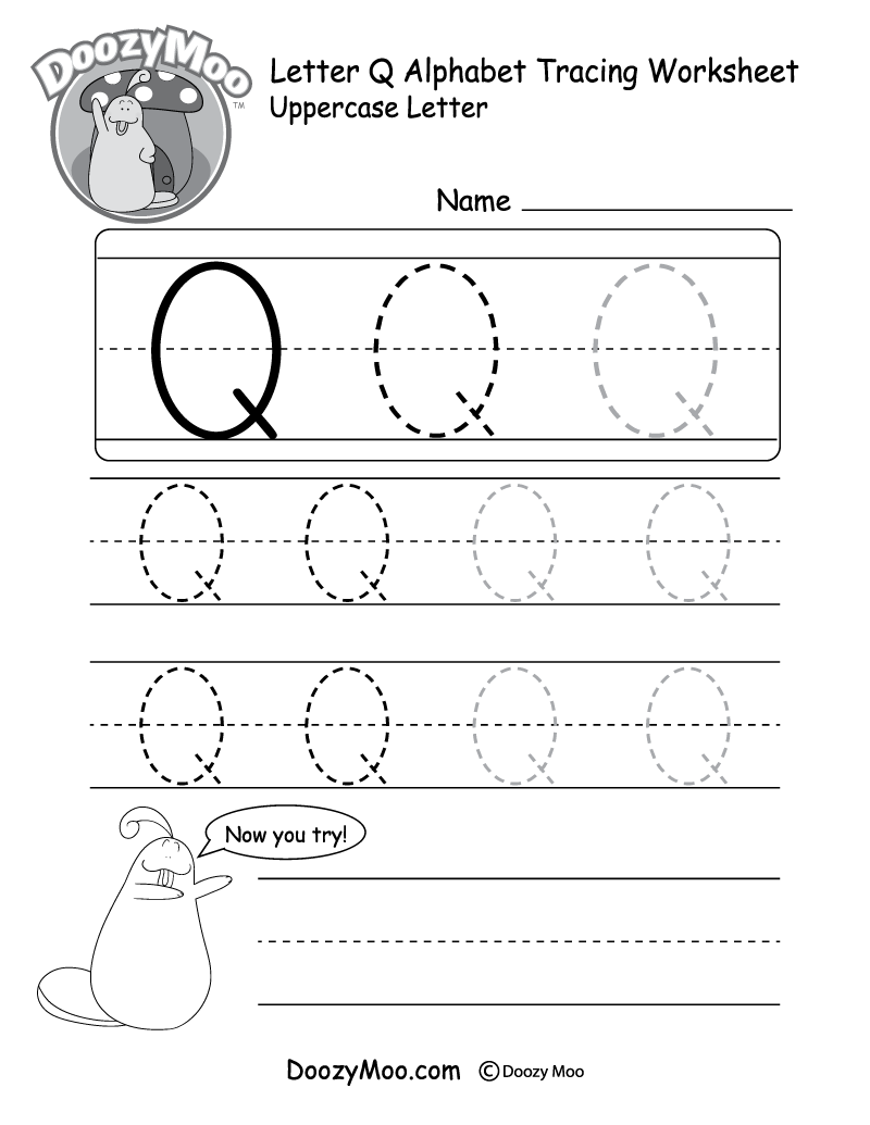 Uppercase Letter Q Tracing Worksheet Doozy Moo Uppercase Letter Q Tracing Worksheet Doozy Moo