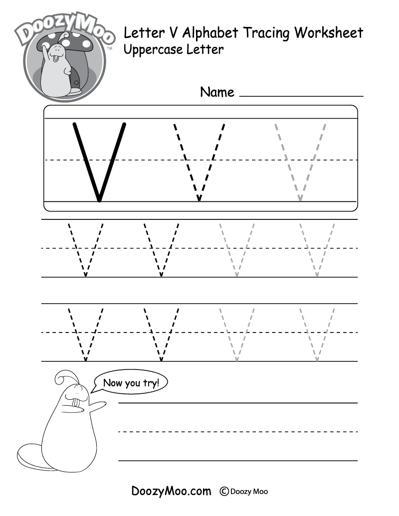 Uppercase Letter V Tracing Worksheet Doozy Moo Uppercase Letter V Tracing Worksheet Doozy Moo