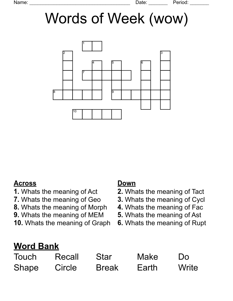 W O W Words Of The Week Worksheet WordMint W O W Words Of The Week Worksheet WordMint