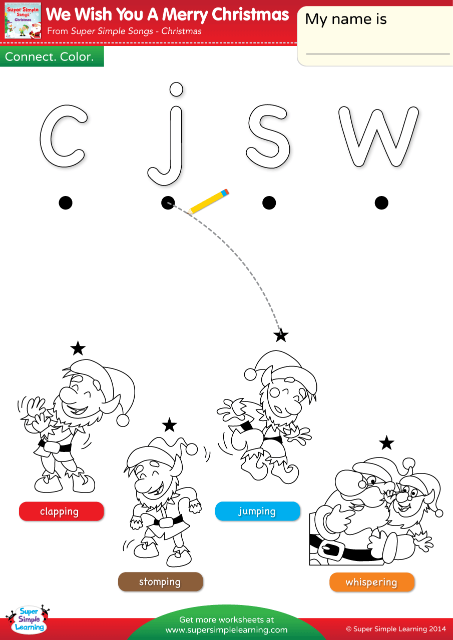 We Wish You A Merry Christmas Worksheet Lowercase Letter Matching Super Simple