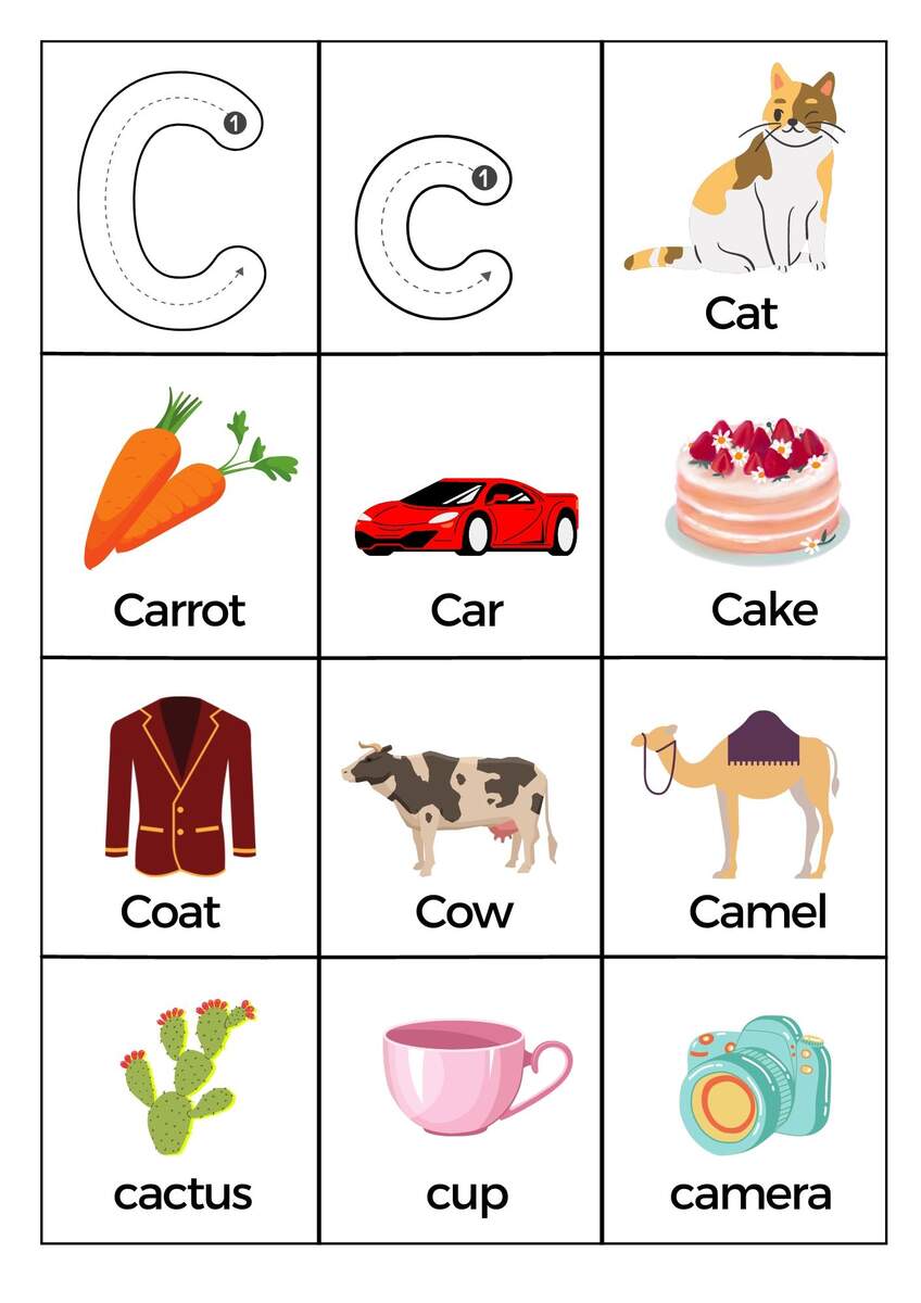 What Starts With Letter C Words Worksheets Printable PDF What Starts With Letter C Words Worksheets Printable PDF