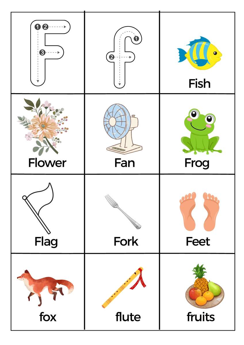What Starts With Letter F Words Worksheets Printable PDF Letter F Coloring Worksheet Free Printable Digital PDF
