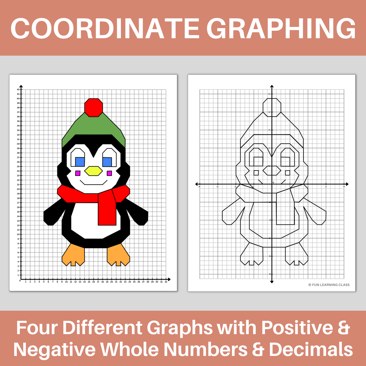 Winter Penguin Coordinate Graphing Plotting Points Ordered Pairs Mystery Picture Made By Teachers