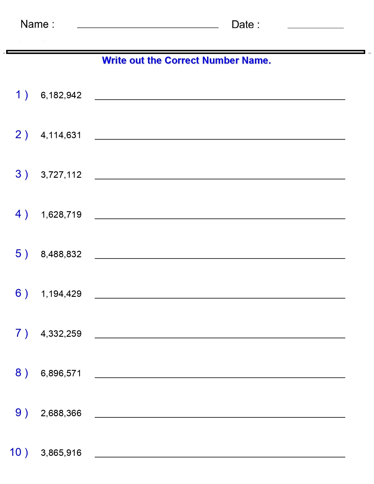 Word Names For Numbers In The Billions Worksheets 7 Digits 8 Digits Made By Teachers Word Names For Numbers In The Billions Worksheets 7 Digits 8 Digits Made By Teachers