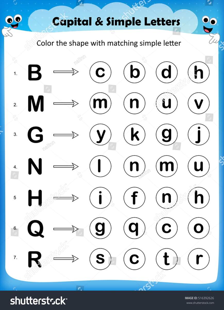 Worksheet Color Circle Matching Simple Letter Stock Vector Royalty Free 516392626 Shutterstock