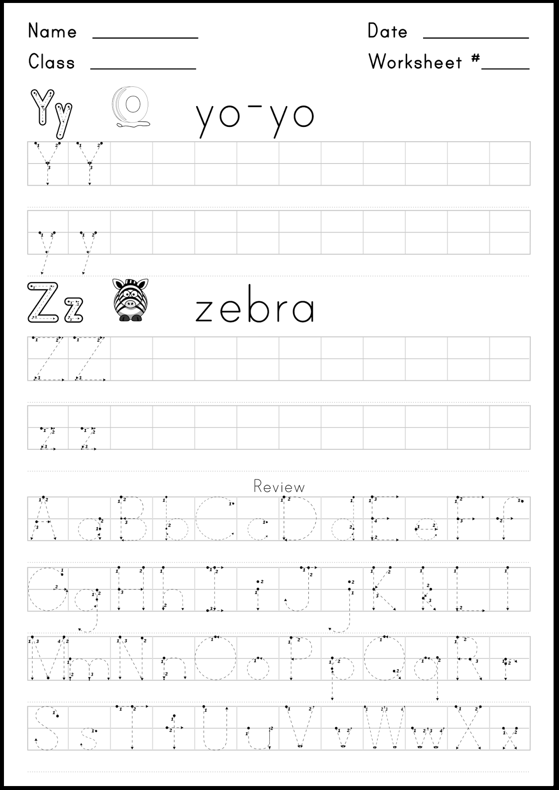 Worksheet For Writing The Letters Y And Z Super English Kid