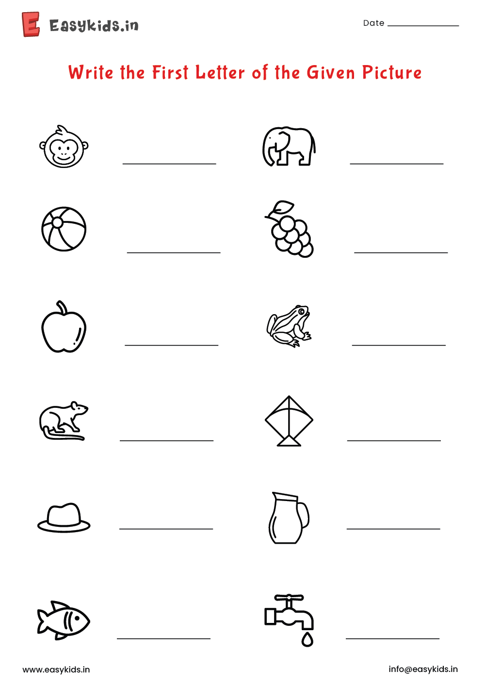 Write The First Letter Of Given Picture English Worksheet Nursery EasyKids In Write The First Letter Of Given Picture English Worksheet Nursery EasyKids In