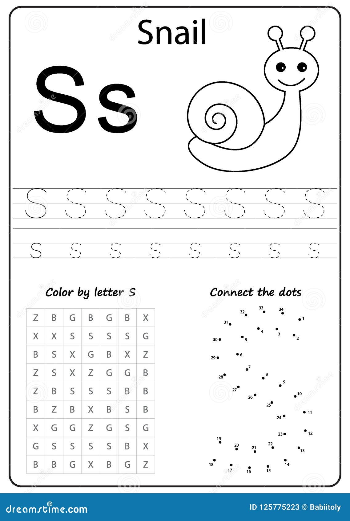 Writing Letter S Worksheet Writing A Z Alphabet Exercises Game For Kids Stock Vector Illustration Of Design Bright 125775223
