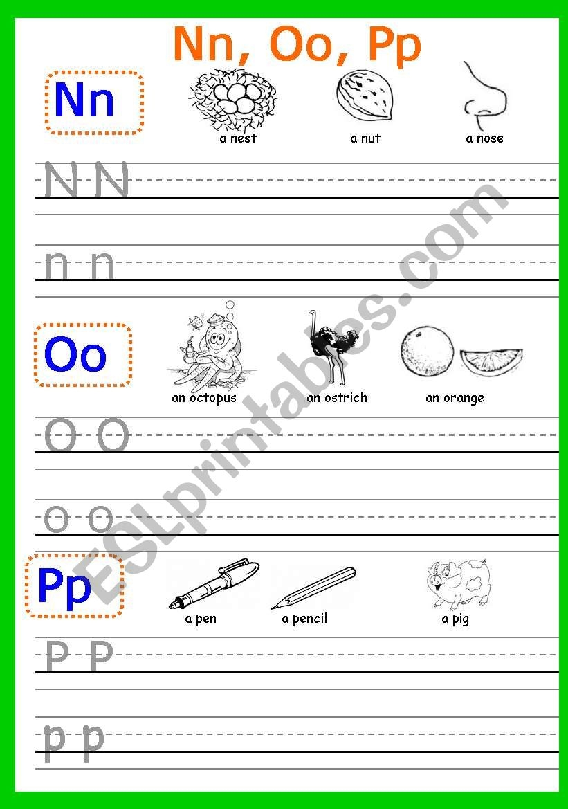 Writing Nn Oo Pp Part 4 4 Pages ESL Worksheet By Larisa Letter M N O For Kids ESL Worksheet By Tejisam