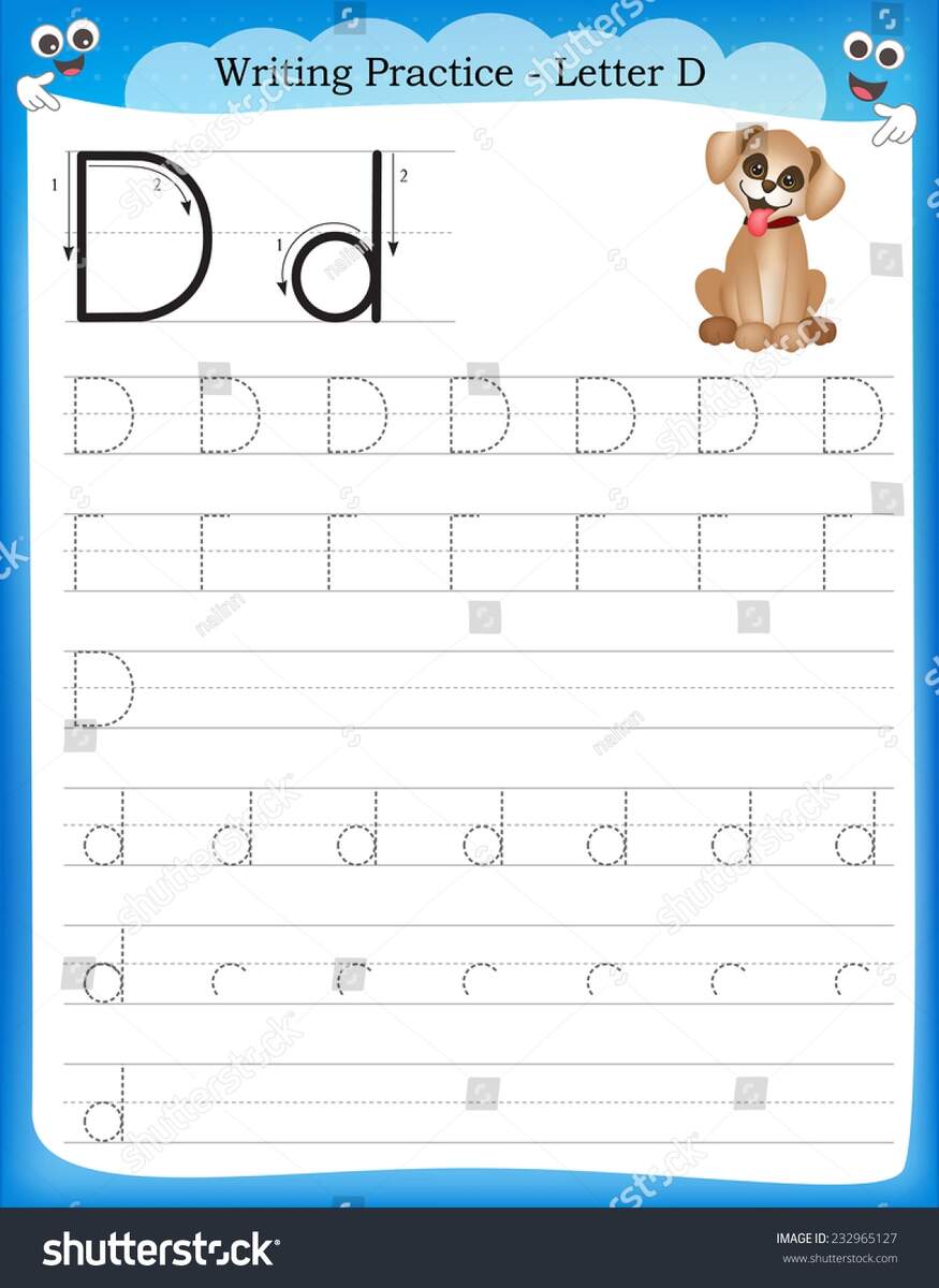Writing Practice Letter D Printable Worksheet Stock Vector Royalty Free 232965127 Shutterstock Writing Practice Letter D Printable Worksheet Stock Vector Royalty Free 232965127 Shutterstock