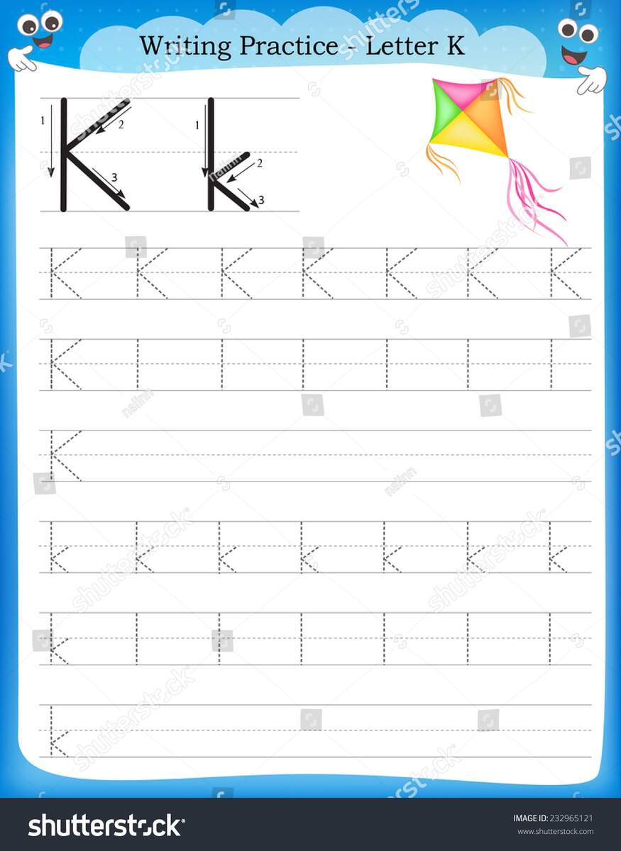 Writing Practice Letter K Printable Worksheet Stock Vector Royalty Free 232965121 Shutterstock Writing Practice Letter K Printable Worksheet Stock Vector Royalty Free 232965121 Shutterstock