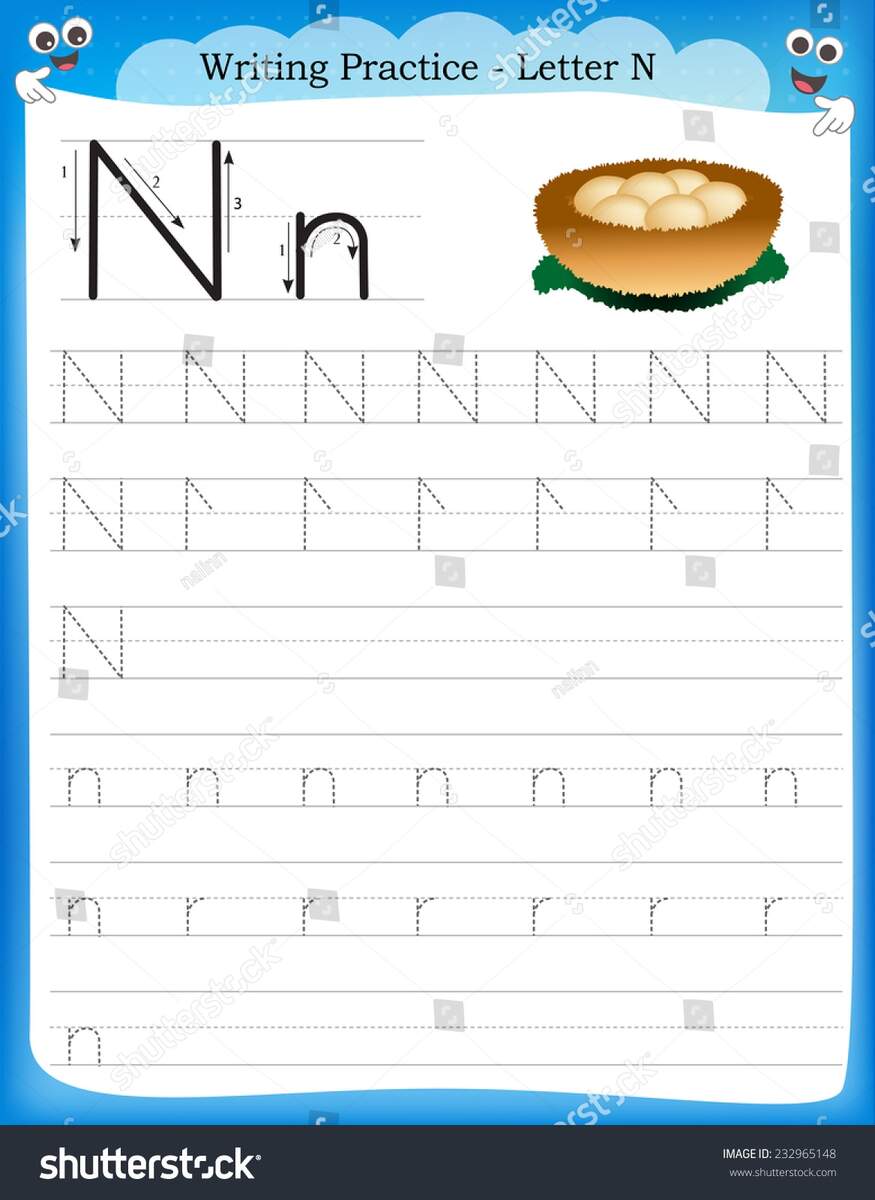 Writing Practice Letter N Printable Worksheet Stock Vector Royalty Free 232965148 Shutterstock Writing Practice Letter N Printable Worksheet Stock Vector Royalty Free 232965148 Shutterstock