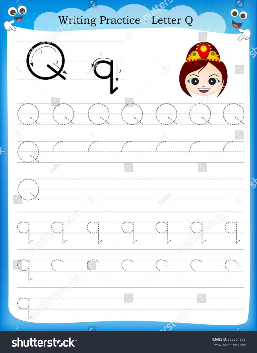 Kids Under 7 Letter Q Practice Writing Worksheet