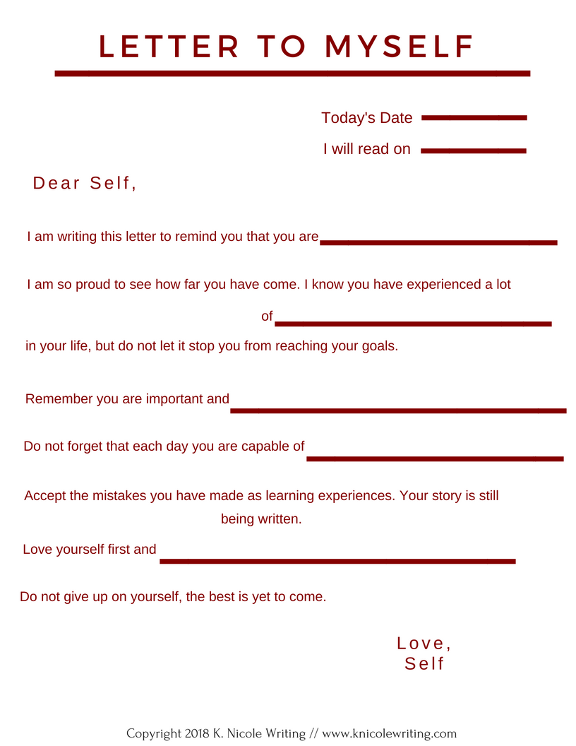 Writing Yourself A Letter Free Printable Writing Yourself A Letter Free Printable